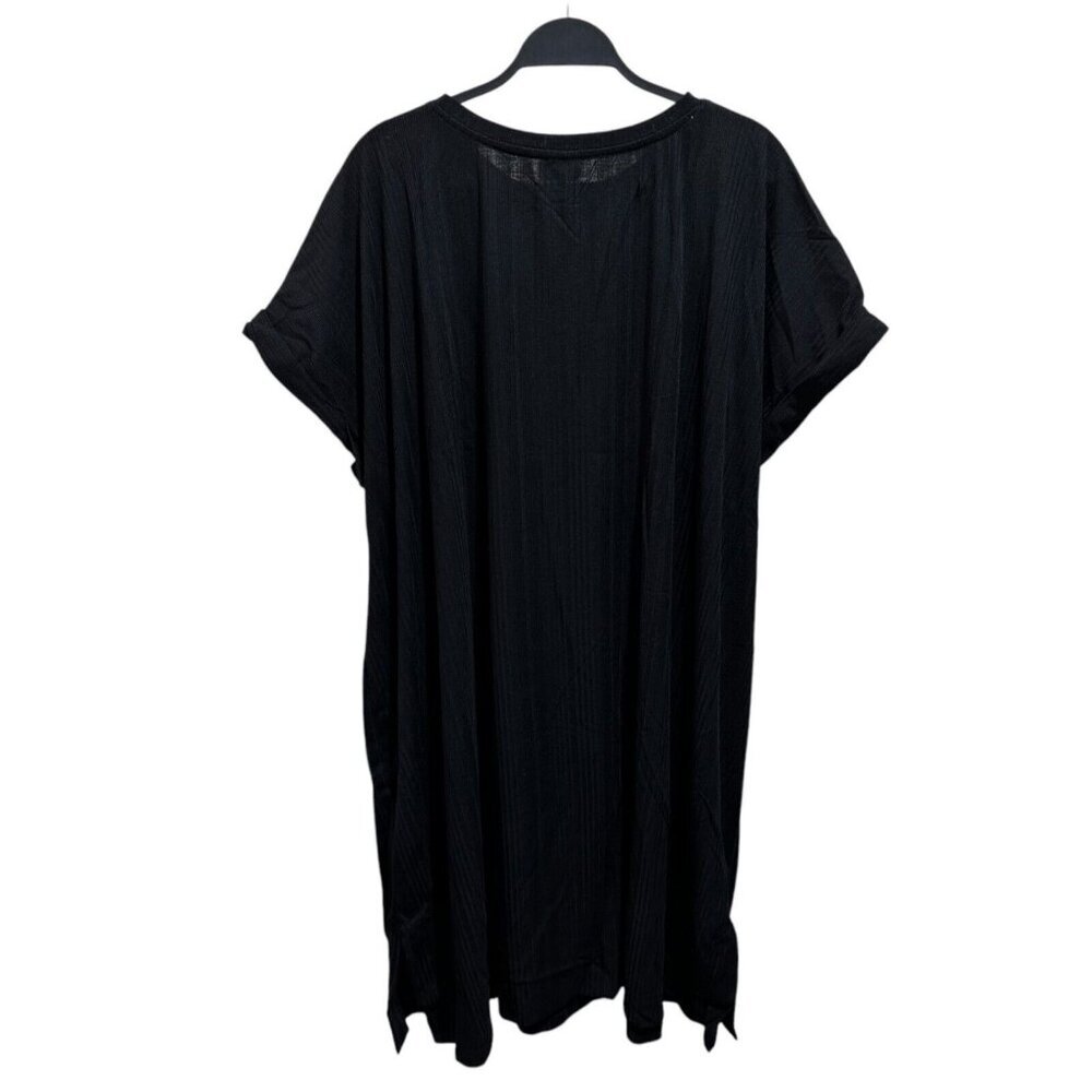 LuLaRoe Chelsea T-Shirt Dress 3XL Black Ribbed Knit Rolled Cuff Step Hem NEW - Picture 5 of 10